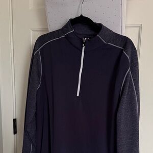FootJoy Men's Zip Up Sweater - Dark Blue and Gray